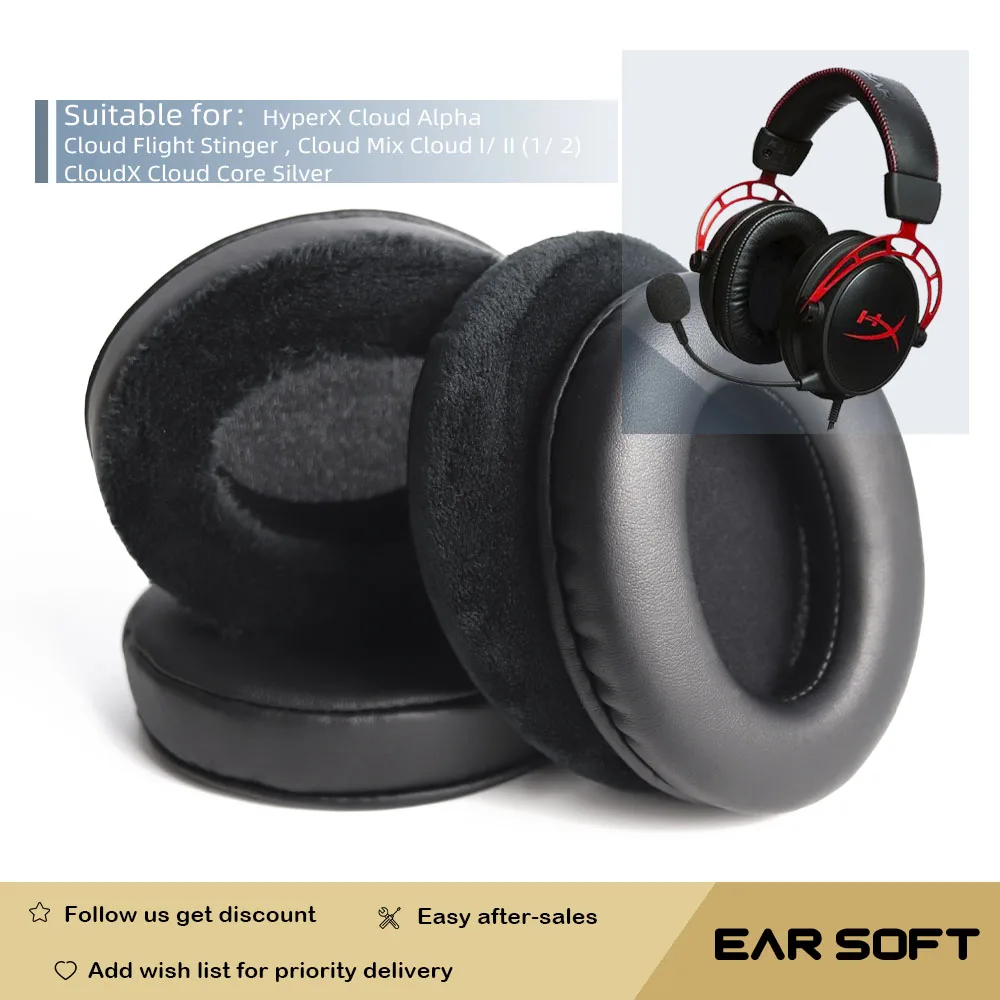 Auricolari Di Ricambio Earsoft Per Hyperx Cloud Alpha Cloud Flight Stinger Mix Cloud I/ Ii (1/2) Cloudx Cloud Core Silver