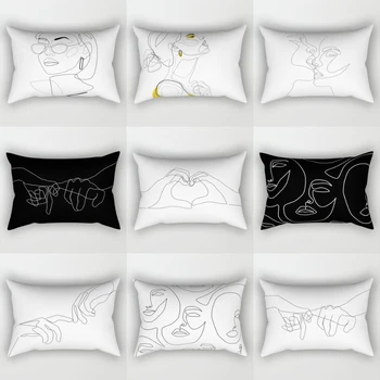 

30*50cm Abstract Black White Cushion Cover Artificial Polyester Cotton Decoration Pillow Shams In Pillow Case Throw Cushions