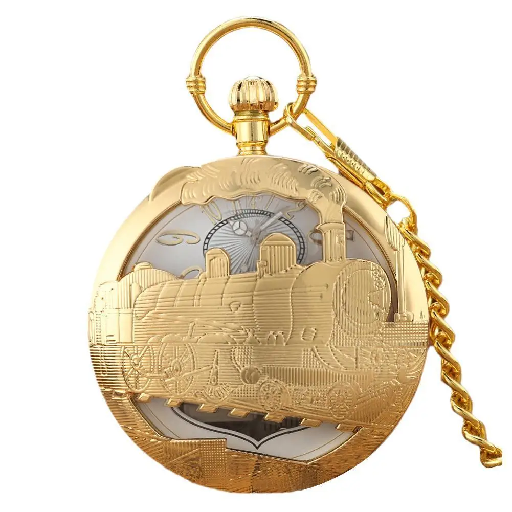 

Creative Gold Hand Crank Music Quartz Pocket Watch Fashion Swan Lake Musical Movement Chain Clock New Year Gift For Men Women