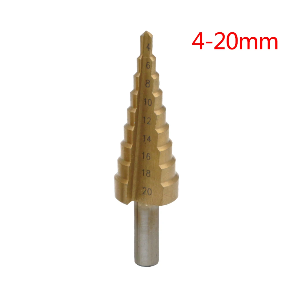 4-20mm stage drill HSS Стальные титановые сценические металлические сверла, наборы ручных инструментов, 4-12 мм, 4-20 мм, 4-32 мм, ступенчатый конус, набор деревообрабатывающих сверл по дереву - Цвет: 4-20mm stage drill