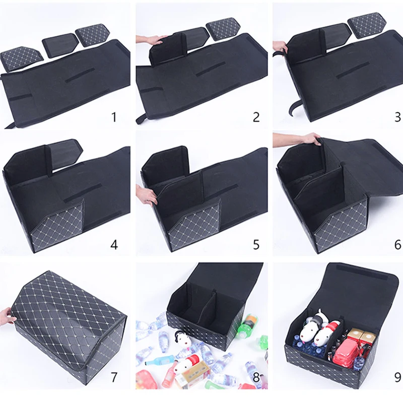Waterproof Leather Car Trunk Storage Box Organizer
