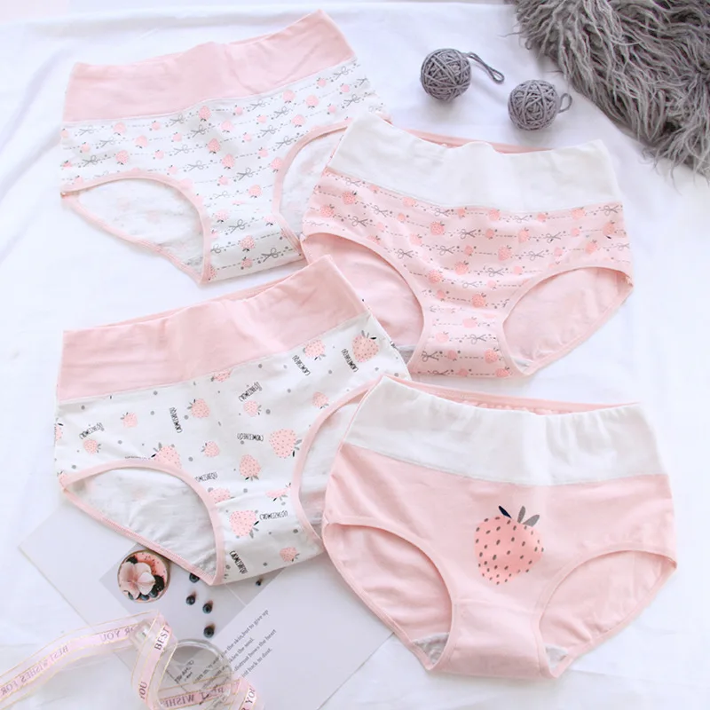 Girls Strawberry Panties Teenage Cotton Underwear Kids Breathable Underpant Young Girls High Waist Underpants Culotte Fille