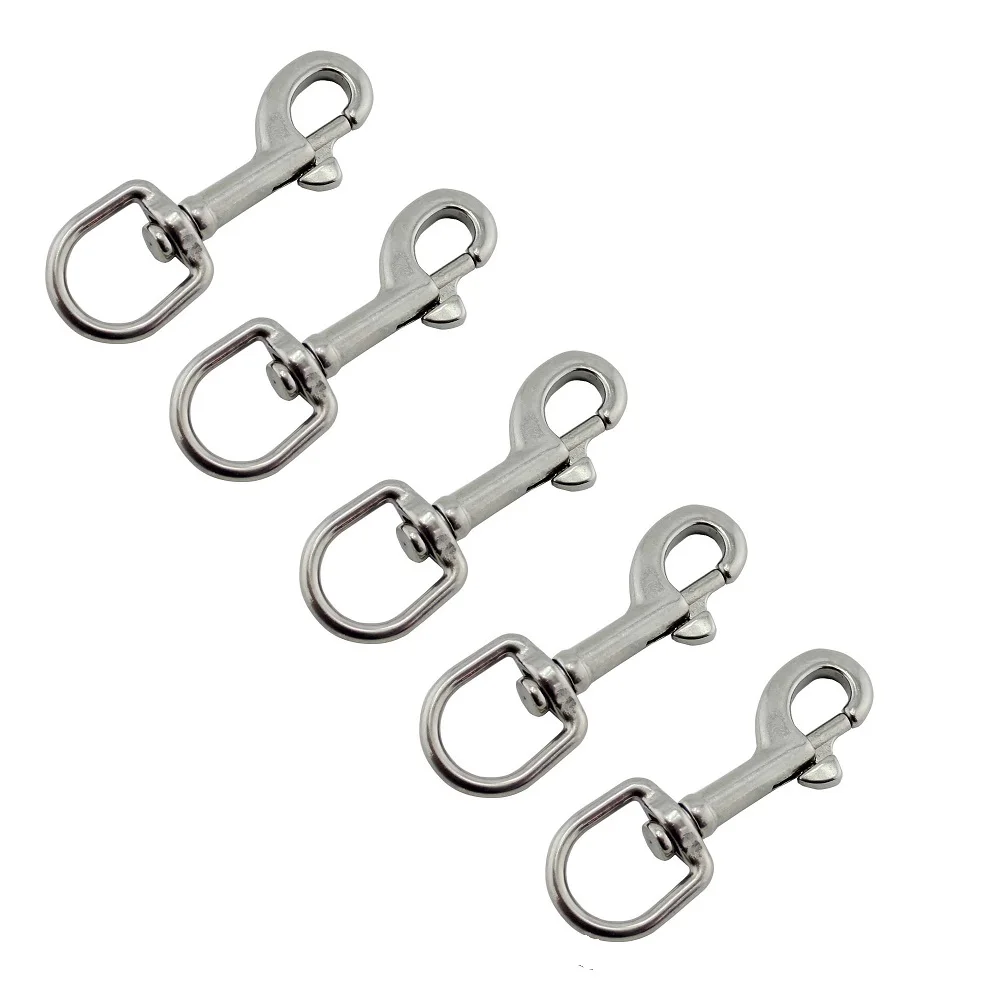 Swivel Snap Hooks 316 Stainless Steel Hook Round Silver Eye Clasp Snap Hook for Diving Pet Chain 
