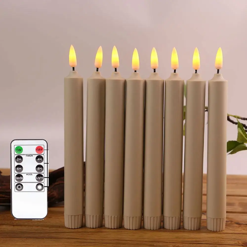 Pack Of 10 Plastic Led Flameless Candles With Remote And Timer,10 Inch