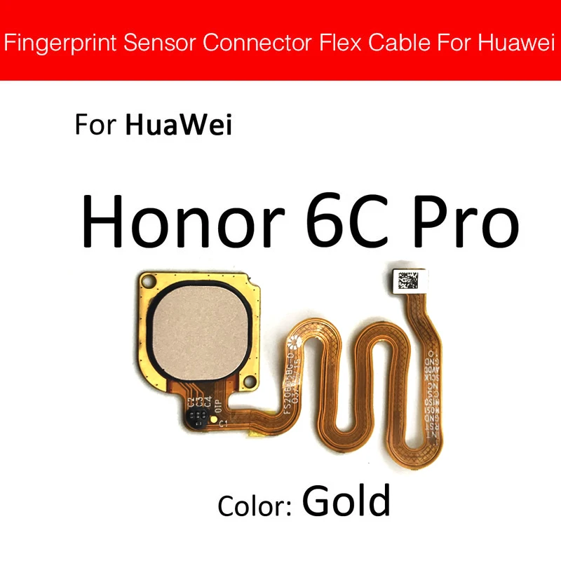 Сенсорный ID сканер отпечатков пальцев разъем гибкий кабель для huawei Honor 6C 6A 6X 5C Pro GR5 домашний гибкий кабель кнопки возврата - Цвет: Honor 6C Pro Gold