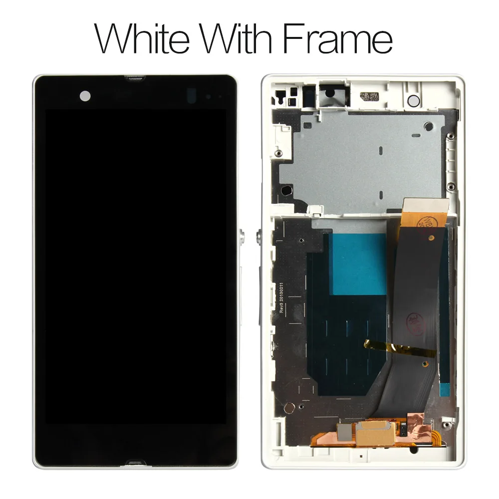 White with Frame Дисплей для SONY Xperia Z lcd сенсорный экран дигитайзер с рамкой для SONY Xperia Z lcd L36H C6603 C6602 замена экрана - Цвет: White with Frame