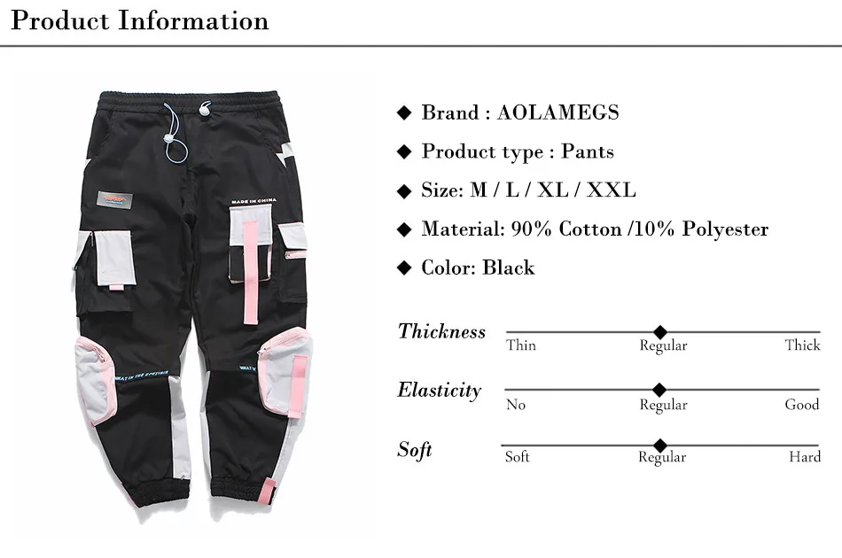 Aolamegs спортивные штаны для мужчин хит цвет спортивные штаны мужская молния карманы брюки эластичная талия обычная, высокая, на выход карго уличная