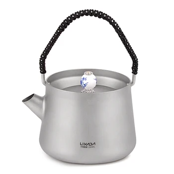 

Lixada 240ml Mini Titanium Tea Pot Kettle with Mesh Tea Infuser for Home Outdoor Backpacking Camping