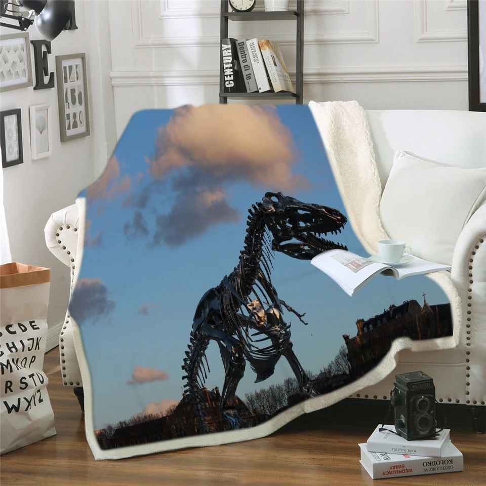 New Dinosaur Family Throw Velet Blanket for Kids Jurassic Park Sherpa Fleece Microfiber Fabic | Дом и сад