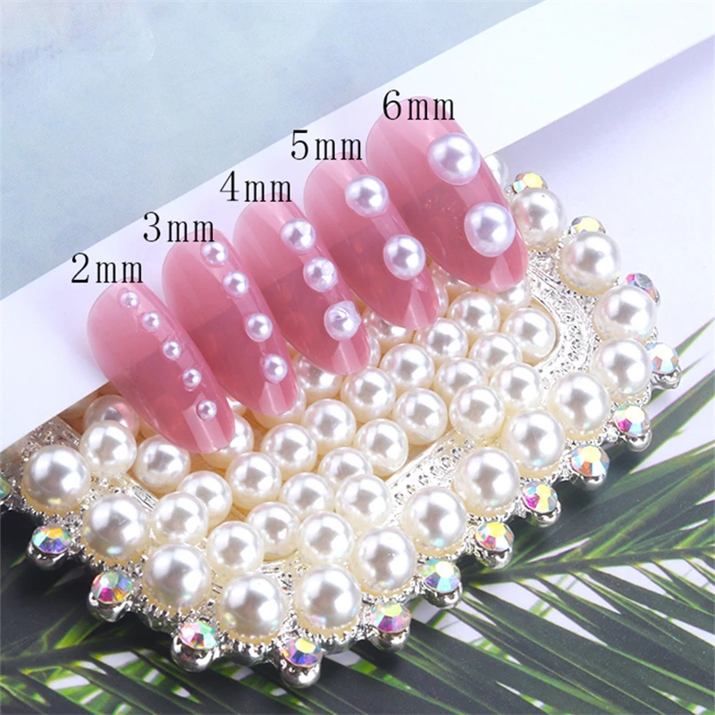 Dropship 2MM/3MM/4MM/5MM/6MM ABS Imitation Pearls Half Round Flatback Beads Beige Nail Art DIY Decoration Makeup Tools | Красота и