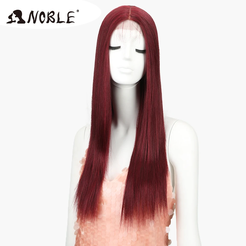 Noble Cosplay Long Straight Synthetic Lace Wigs For Women 26Inch Middle Part High Temperature Fiber Synthetic Lace Wig