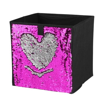 

New Non-Woven Folding Large Cube Storage Bin DIY Paillette Storage Box Household Toys Books Clothes Sundries Organizer Home Stor