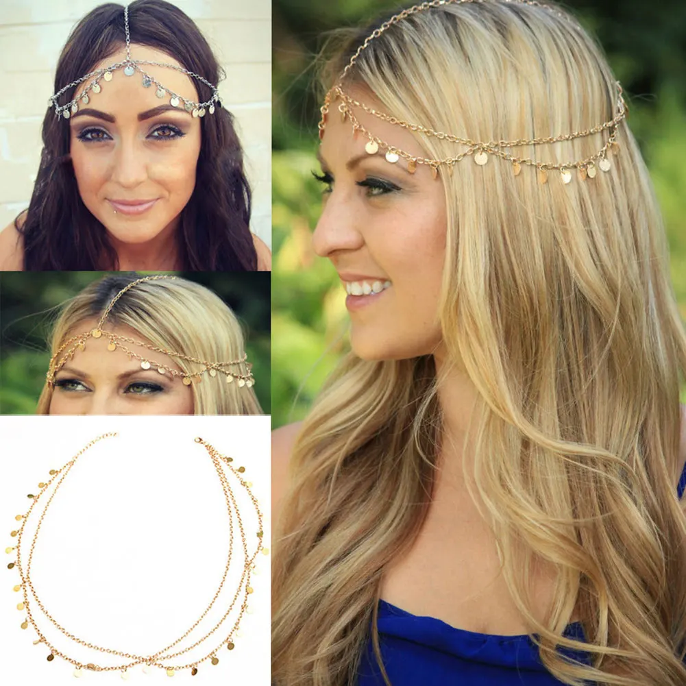 Bohemian Hair Jewelry Party Wedding Vantage Crown Metal Tassel Women Head Chain Headband Headpiece DL | Красота и здоровье