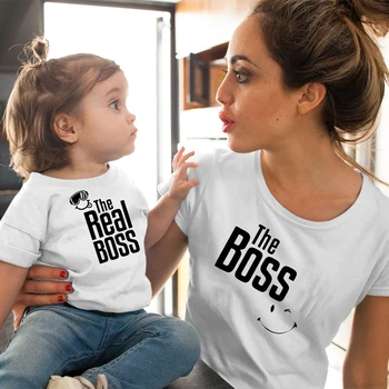 

boss mother daughter matching tshirts mommy and me clothes family matching outfits look mom mum mama and baby tee dress clothing
