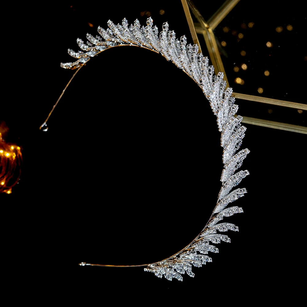 Fashion Bridal Hair Accessories Hair Band Crystal CZ three-Dimensional Headband Wedding Hair Accessories Bridal Crown A00859