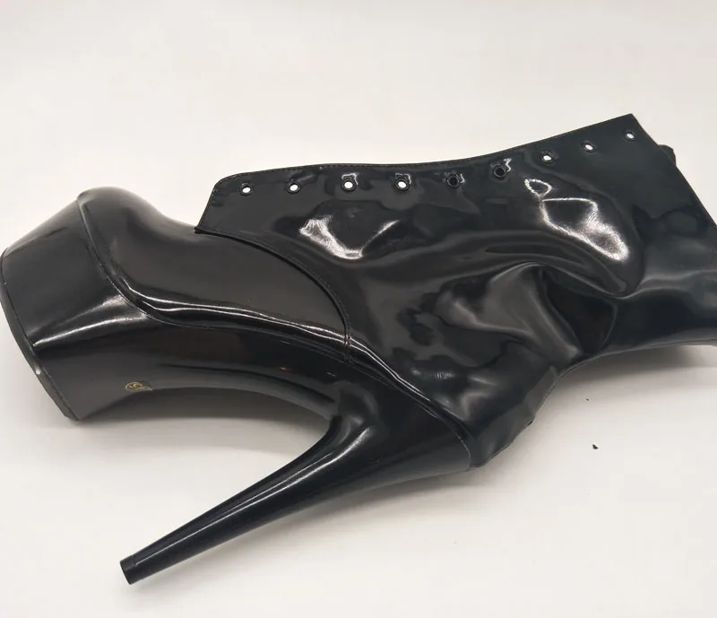 LAIJIANJINXIA/Новые ботинки на платформе на очень высоком каблуке 20 см ботильоны для танцев на шесте со шнуровкой черные ботинки с боковой молнией; большие размеры 34-46