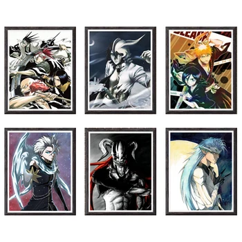 

Set of 6 Bleach Ulquiorra Hollow Ichigo Toushiro Grimmjow Anime Fan Art Prints Poster Wall Decor,8 x 10 Inches,No Frame