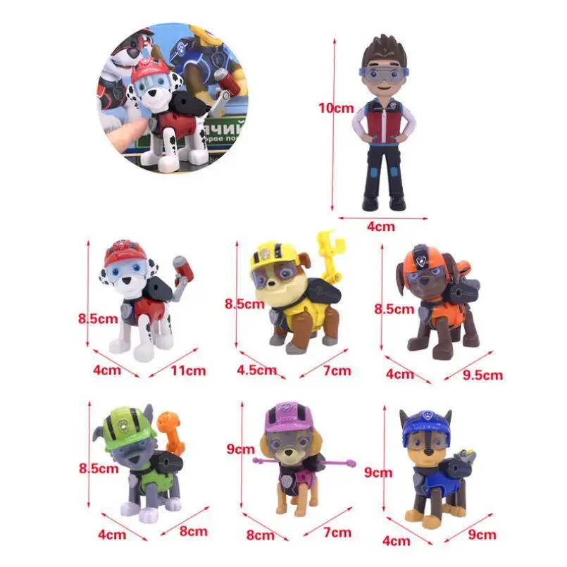 Skup Hot 7 sztuk zestaw Paw Patrol pies szczeniak Anime rysunek Skate Canine model postaci zabawki na prezenty dla dzieci