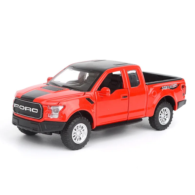 Горячий подарок 1:32 Ford F150 полицейская звукосниматель сплава модель, имитация металлического звука и света оттяните назад, детские игрушки - Цвет: Red