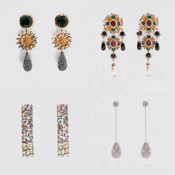 

Miwens ZA Sparkly Crystal Long Drop Earrings For Women Elegant Flower Waterdrop Statement Earrings Maxi Jewelry Christmas Gifts