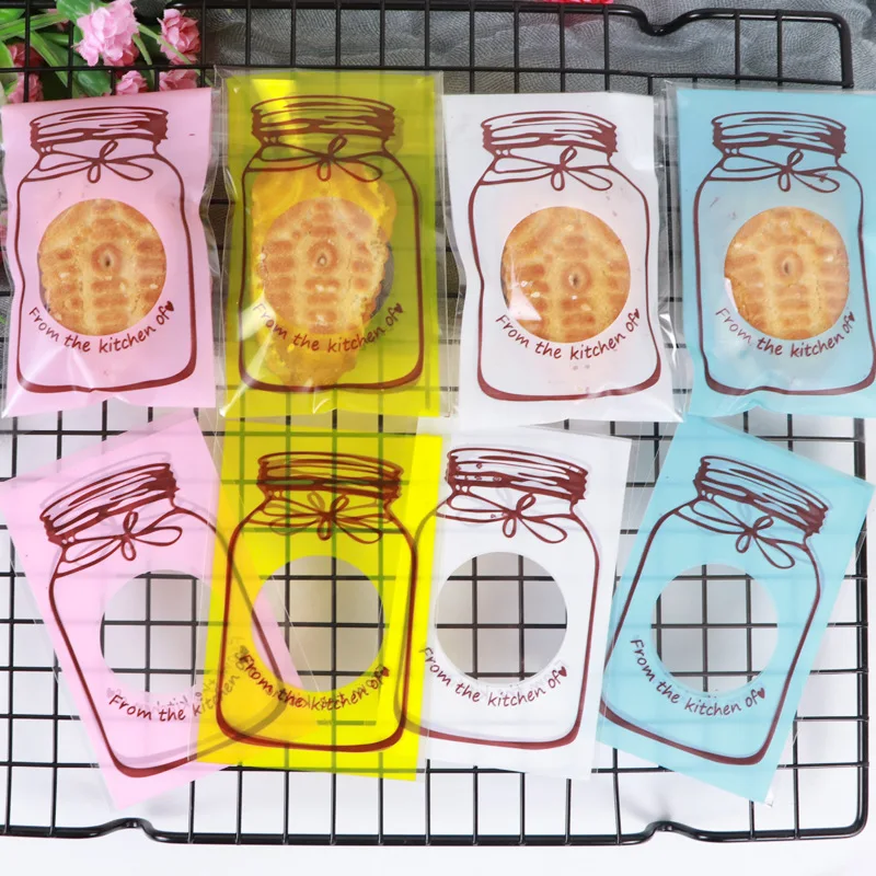 

100pcs/lot Self Adhesive Gift Bag Cartoon Solid color Frosted Cute Bottle Candy Soap Cookie Handmade Biscuit Party Favors Bags