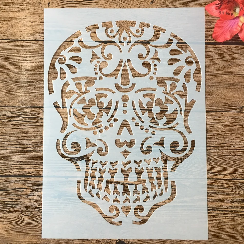 

A4 29cm Skull Skeleton Ghost DIY Layering Stencils Painting Scrapbook Coloring Embossing Album Decorative Paper Card Template