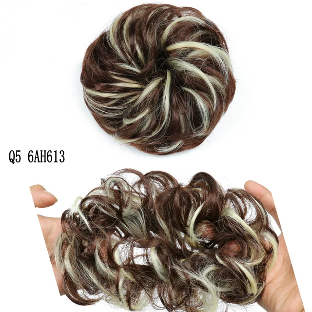 MERISIHAIRHair Extensions Wavy Curly Messy Hair Bun Extensions Donut Hair Chignons Hair Piece Wig Hairpiece headwear rings ring 6AH613