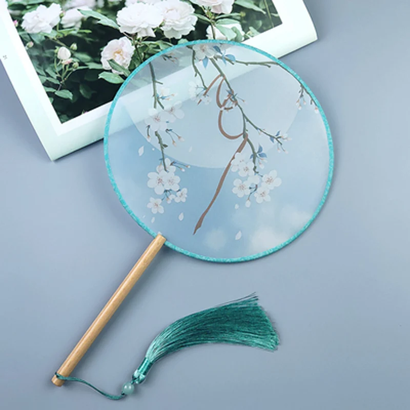 Circular Circular Fan for Chinese Style, Double-Sided Translucent Fan, Ancient Costume, Female Accessory, Retro Circular Dance