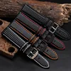 18mm 20mm 22mm 24mm Mens Watch Band Carbon Fibre Watch Strap with Red Stitched + Leather Lining Stainless Steel Clasp watchband ► Photo 2/6