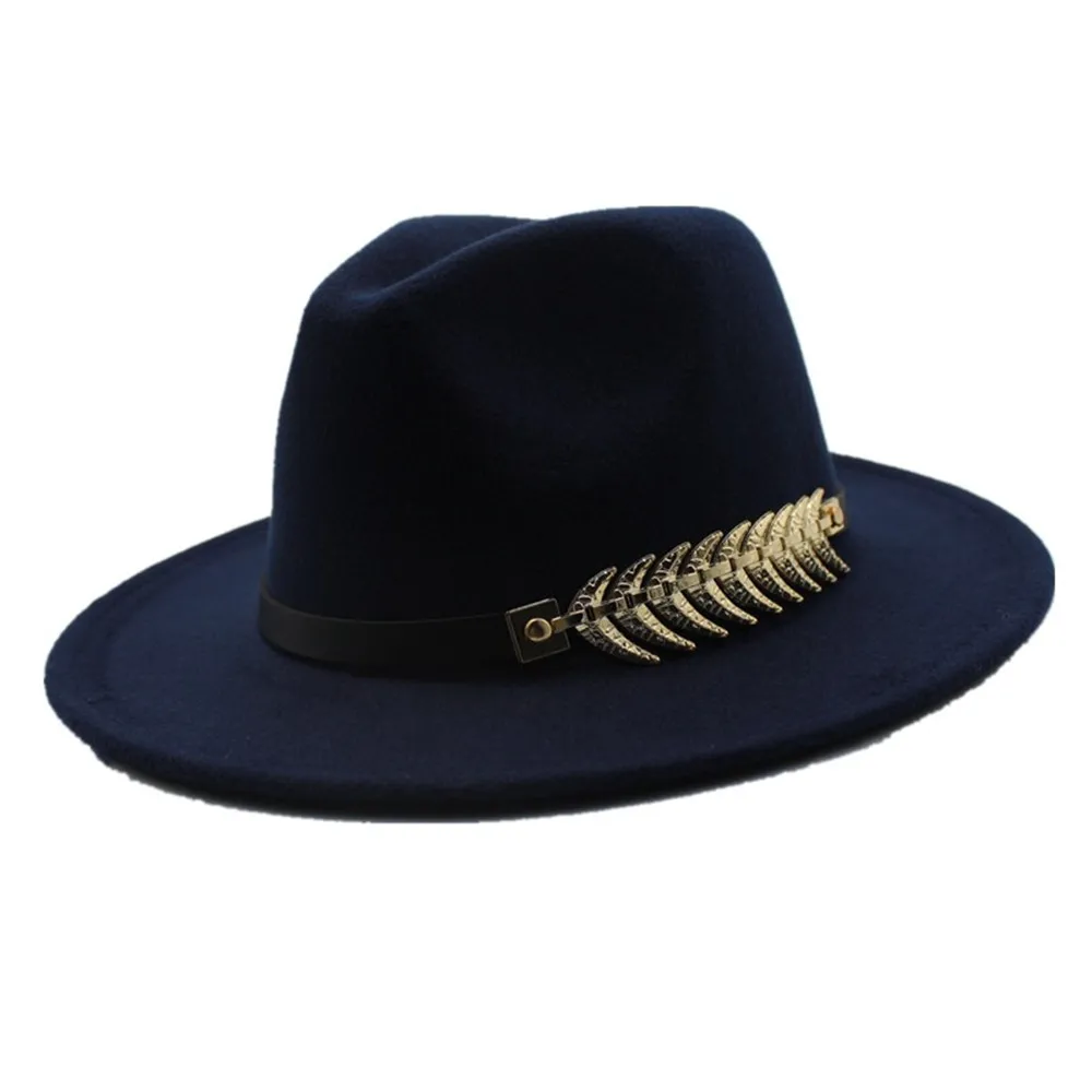 Новые мужские и женские подлинные Ретро шляпы Fedora Танцевальная вечеринка шляпа для путешествий на открытом воздухе повседневная шляпа размер 56-58 см - Цвет: Dark Blue