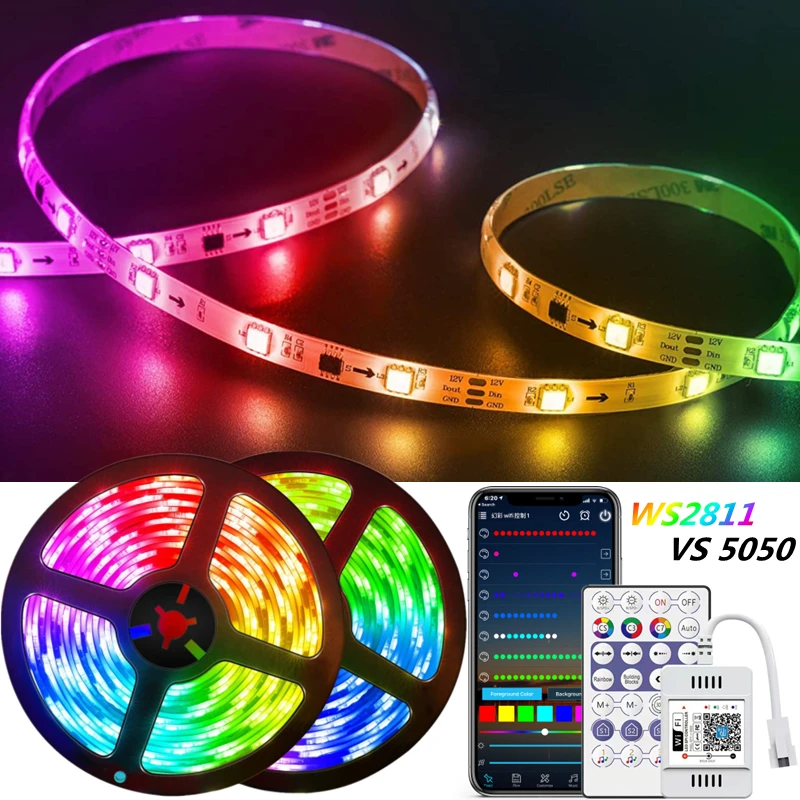 Светодиодная лента RGB 5050 WS2811 облачный потолочный светильник Диодная гибкая умное
