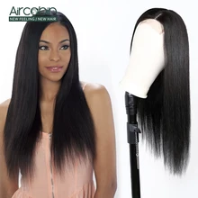 Aircabin 4x4 парики на шнуровке прямые человеческие волосы парик "-22" дюймов бразильский для черных женщин предварительно сорвал с волосами младенца не Реми