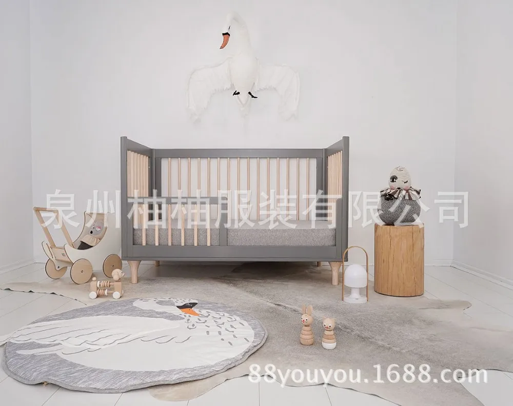 INS стиль мультфильм животных детей Ползания игровой коврик Лебедь круглый коврик комнаты украшения в настоящее время доступны