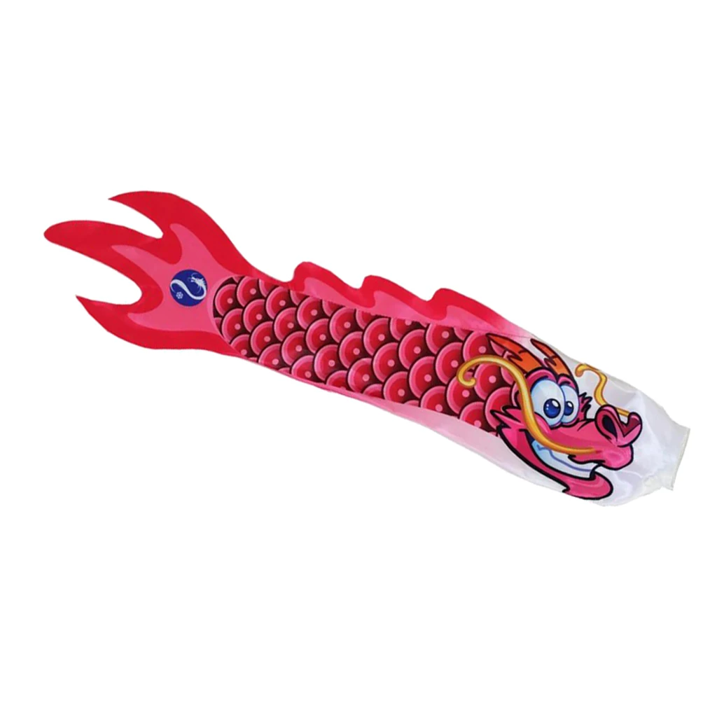 5 Colors Chinese Dragon Flag Outdoor Windsock Hanging Streamer Windmill Wind Spinner Black, Green, Blue, Rose Red, Red