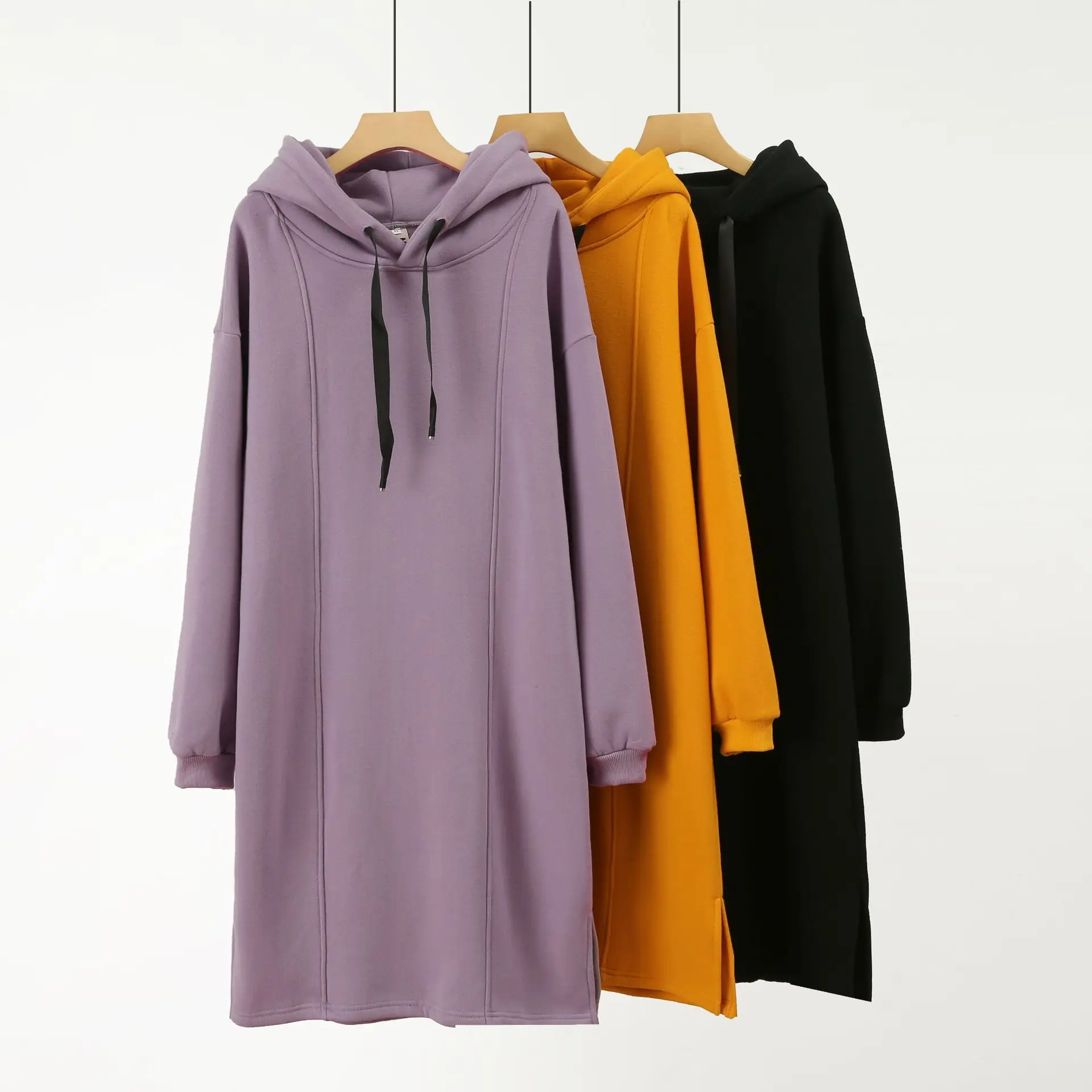 

Plus size dresses for women fashion & Casual autumn winter Loose Hooded Plus velvet one-piece hoody dress lady A2-1292