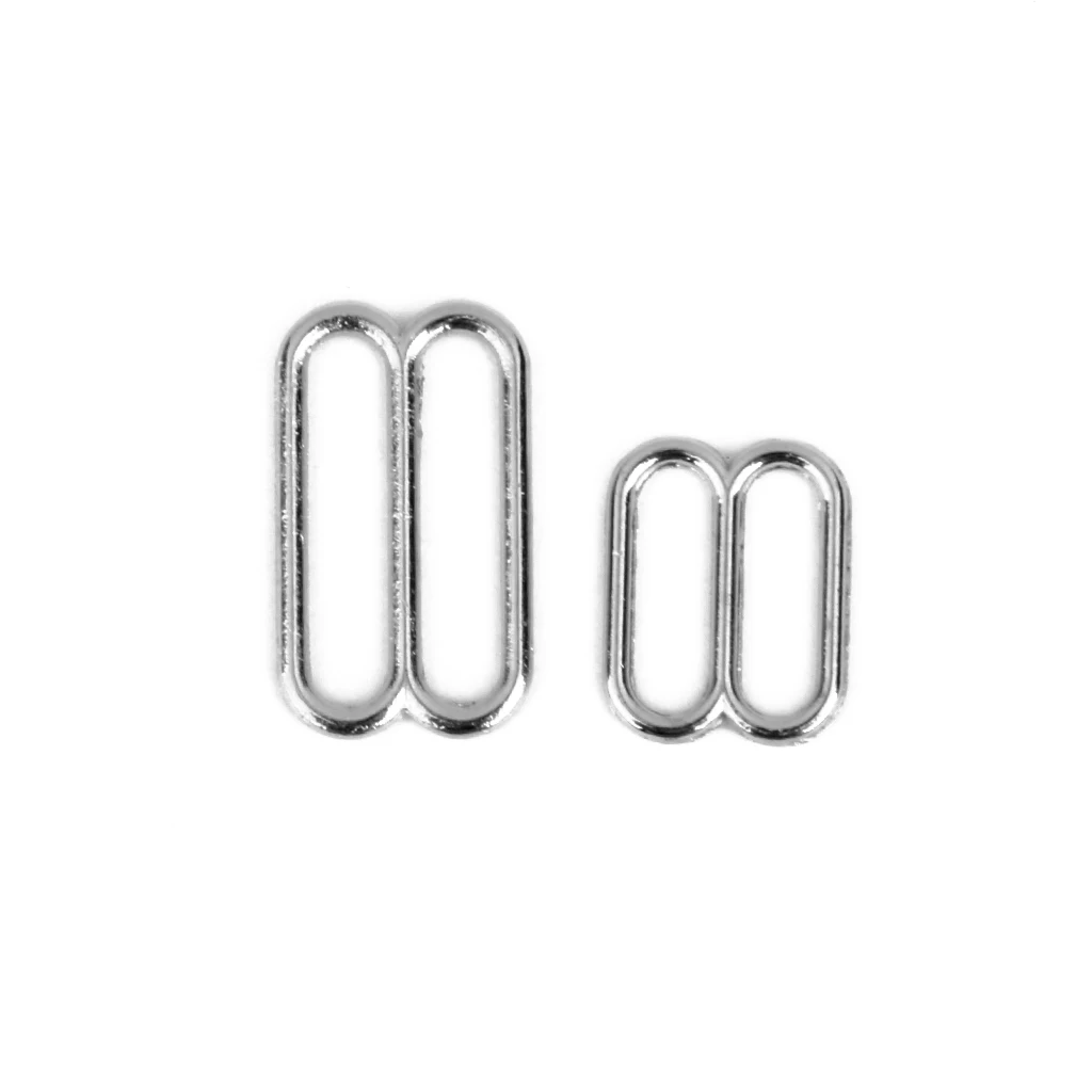 100Pcs Iron 8-Shaped Lingerie Adjustable Sewing Bra 15mm Round Rings Buckles Silver