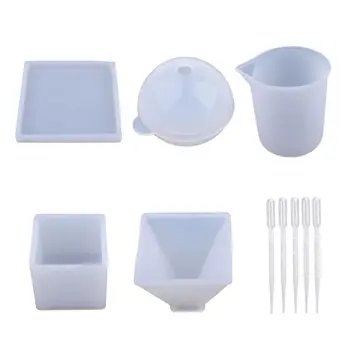

Silicone Resin Molds Including Sphere, Cube, Pyramid, Square, Round with 1 Measuring Cup & 5 Plastic Transfer Pipettes