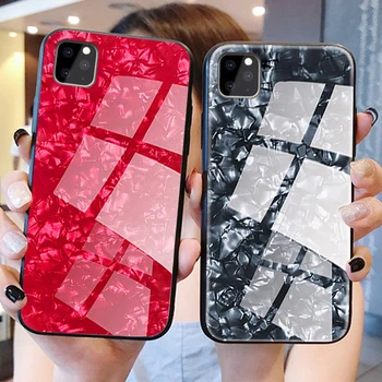 

500pcs Luxury Glitter Tempered Glass TPU Case For iPhone 11 Pro Max XS XR X 8 7 6 6S Plus Shockproof Soft frame Hard Back Cover