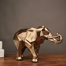 Модные абстрактные золотые статуя слона смолы украшения для дома аксессуары подарок Геометрическая скульптура слона ремесла комнаты