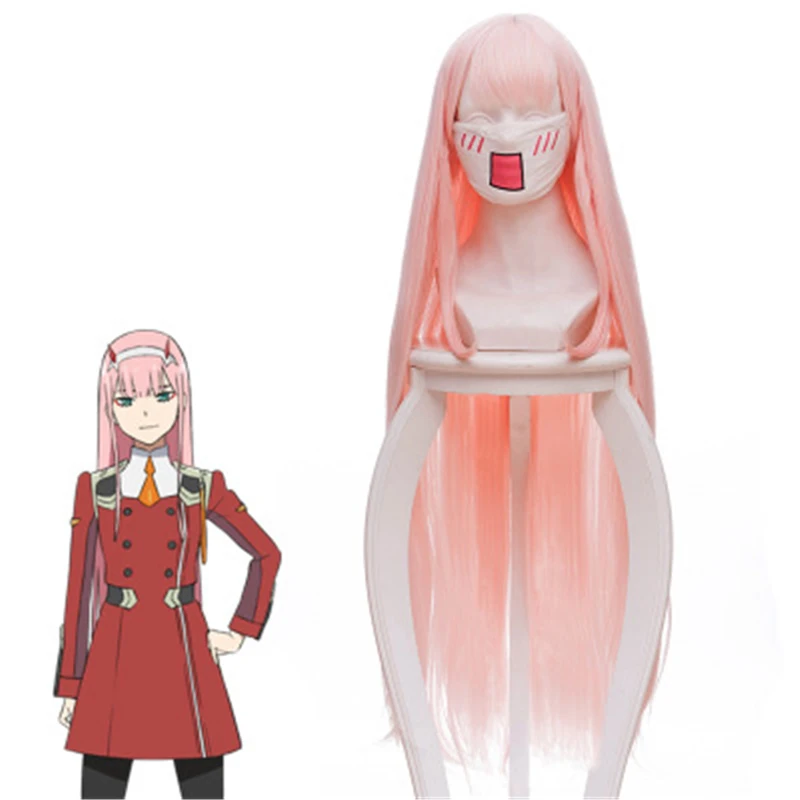 

Anime DARLING in the FRANXX 02 Cosplay Wigs Zero Two Costume Wigs 100cm Long Pink Synthetic Hair Party Cosplay Wig + Wig Cap