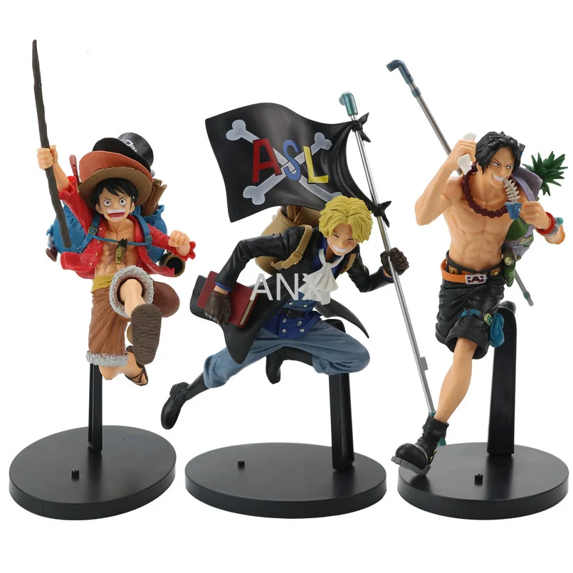 

21CM One Piece Luffy Ace Sabo Figure Action Anime three brothers running Figure Toys Collection Model Doll for children gifts