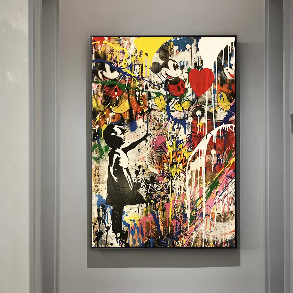 Chica Que Sostiene Un Globo Pared Graffiti Arte Impresiones Arte