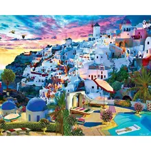 

GATYZTORY DIY Oil Painting By Numbers Santorini Landscape Frameless Paint By Numbers Canvas Painting Home Decor gift 60x75cm