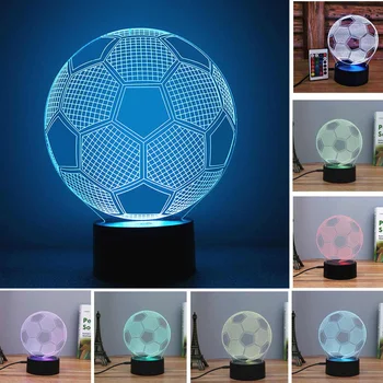 

5V 3W 3D LED Football Shaped Lamp Remote Control Night Light Switch for Soccer Sports Fans Gift 7 Color Changing Lighting Lamp