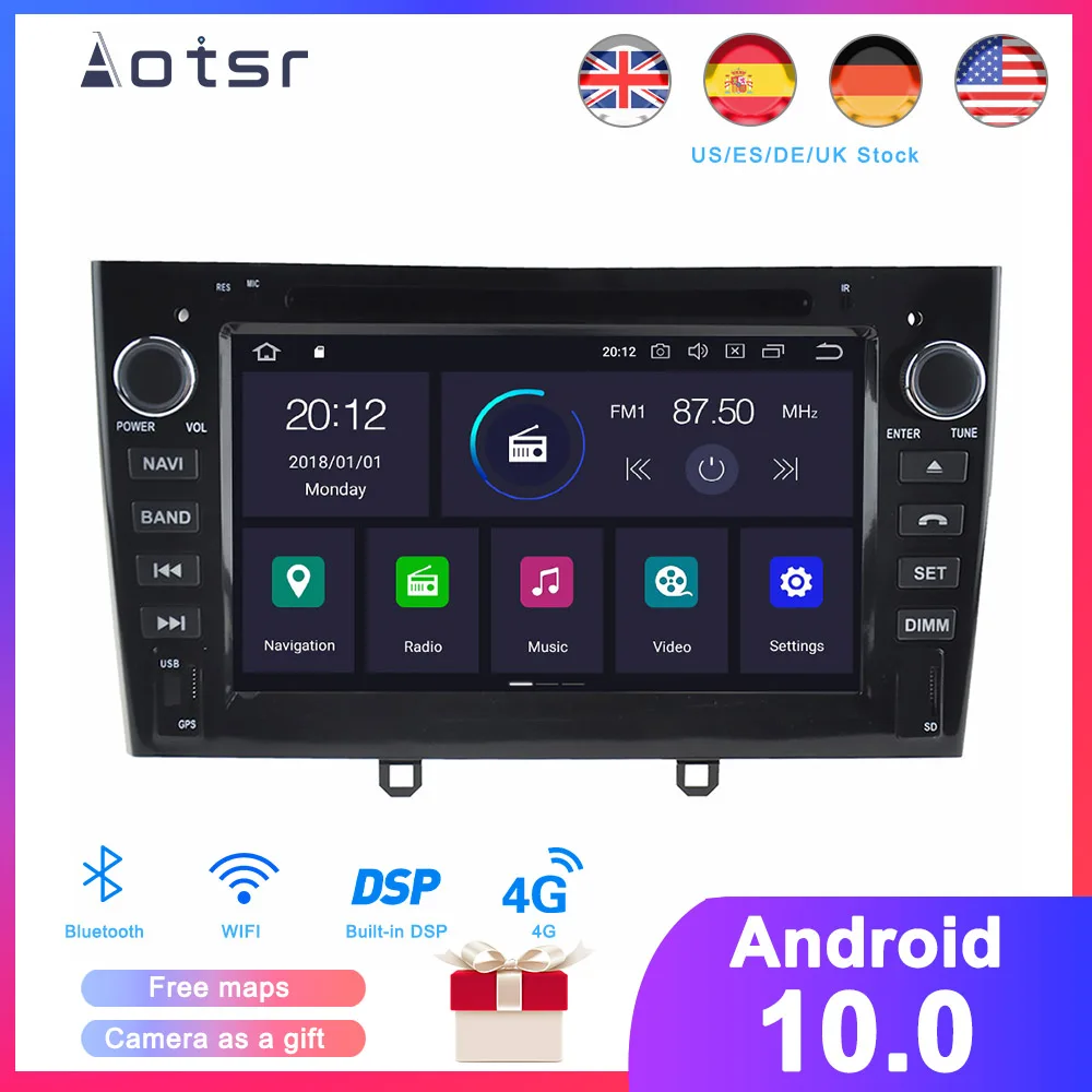 DSP Android 10.0 Car GPS Navigation DVD Player For Peugeot 408/308 2007+ Auto Stereo Radio Multimedia player Head Unit Recorder |