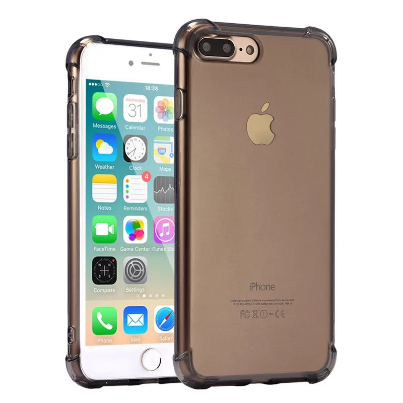 Прозрачный чехол для iPhone 8 7 6 6s Plus X чехол для iPhone 5 5S SE противоударный Air kussen силиконовый мягкий чехол для iPhone 7 - Цвет: Gray