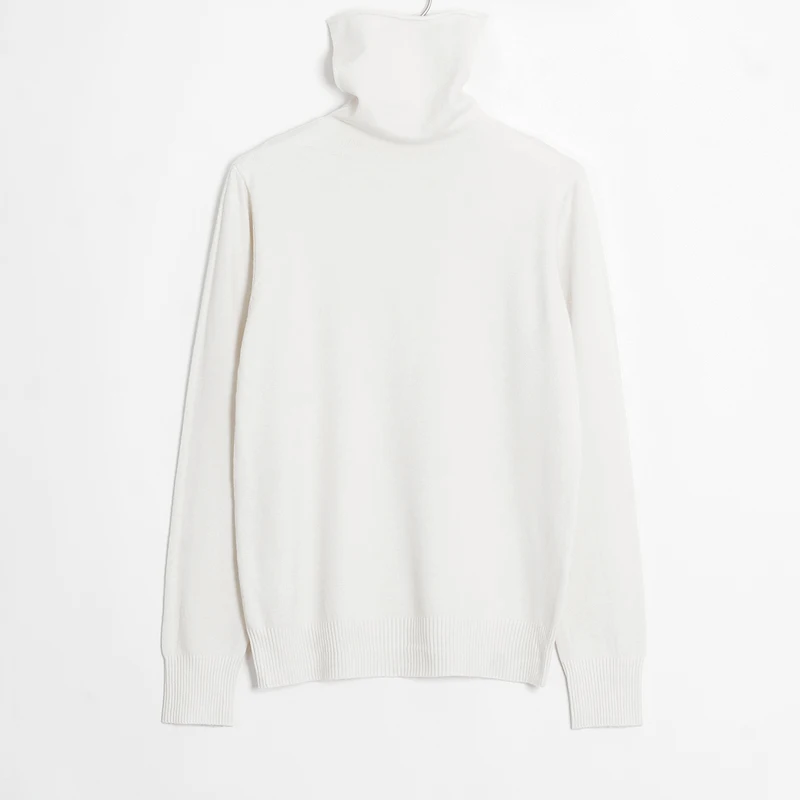 White Wixra, женские мягкие однотонные трикотажные футболки, женские повседневные водолазки с длинным рукавом, базовый свитер, футболка, Осень-зима, классические топы - Цвет: White