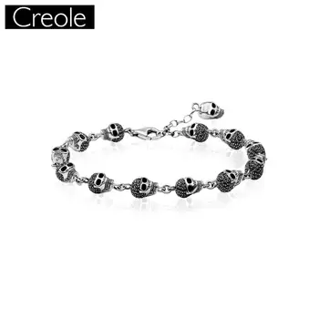 

Bracelets Skulls Pave Link Chain 925 Sterling Silver Fashion Jewelry For Women Men Punk Trendy Rebel Street Gift Europe Bracelet