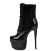 Winter Boots Women Sexy 16cm High Heels Platform Ankle Boots For Women Leather Lacing Red White Fetish Shoes Woman Large Size 45 ► Photo 1/6