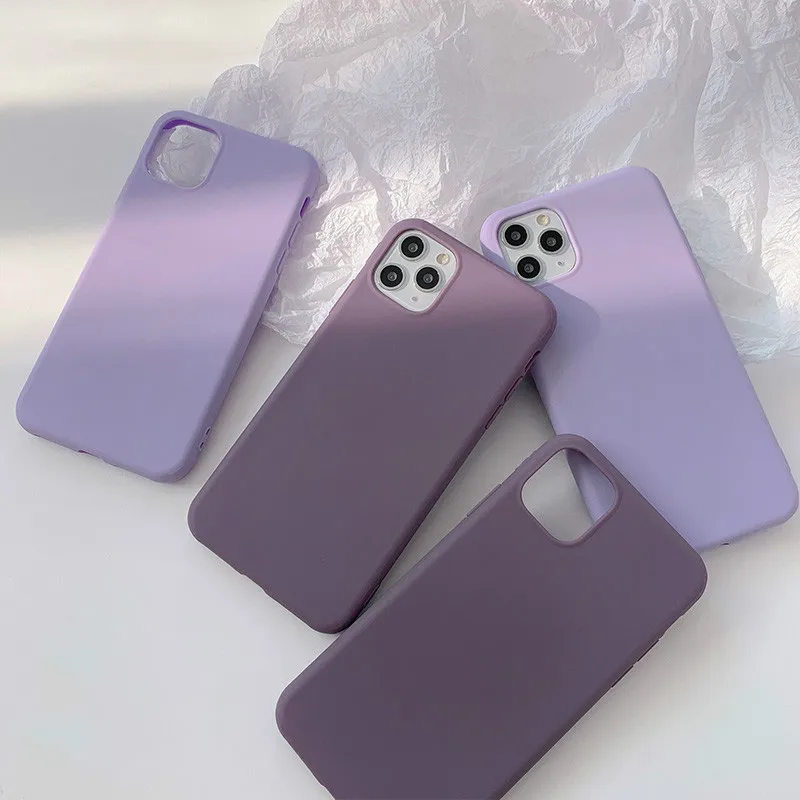 Purple Matte Soft Tpu Phone Case For Iphone12 Pro Max 7 8 Plus11 Pro X Xs Max Xr Solid Color Full Protective Case Back Cover Phone Case Covers Aliexpress